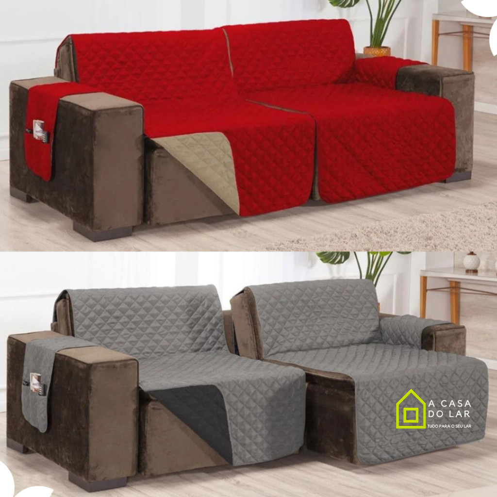 Capa Protetor Sofá Retrátil Reclinável Dupla Face com Viés