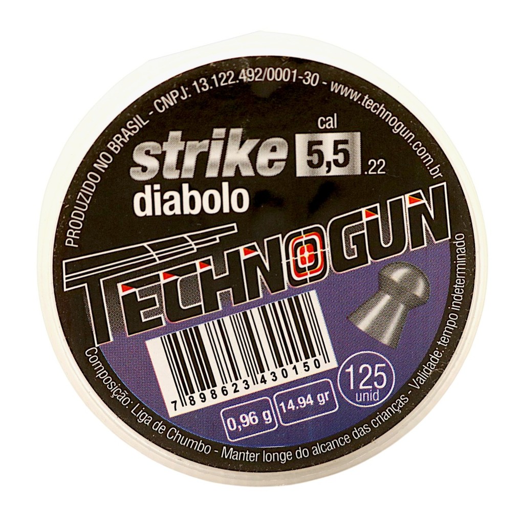 Chumbinho Technogun Strike Diabolo Cal. 5.5mm (.22) - 125un em Oferta na Shopee