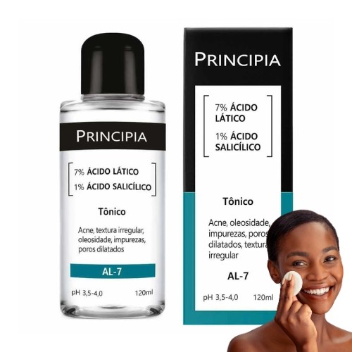Tônico 7% Ácido Lático + 1% Ácido Salicílico Principia Skincare AL-7 com 120ml - PRINCIPIA