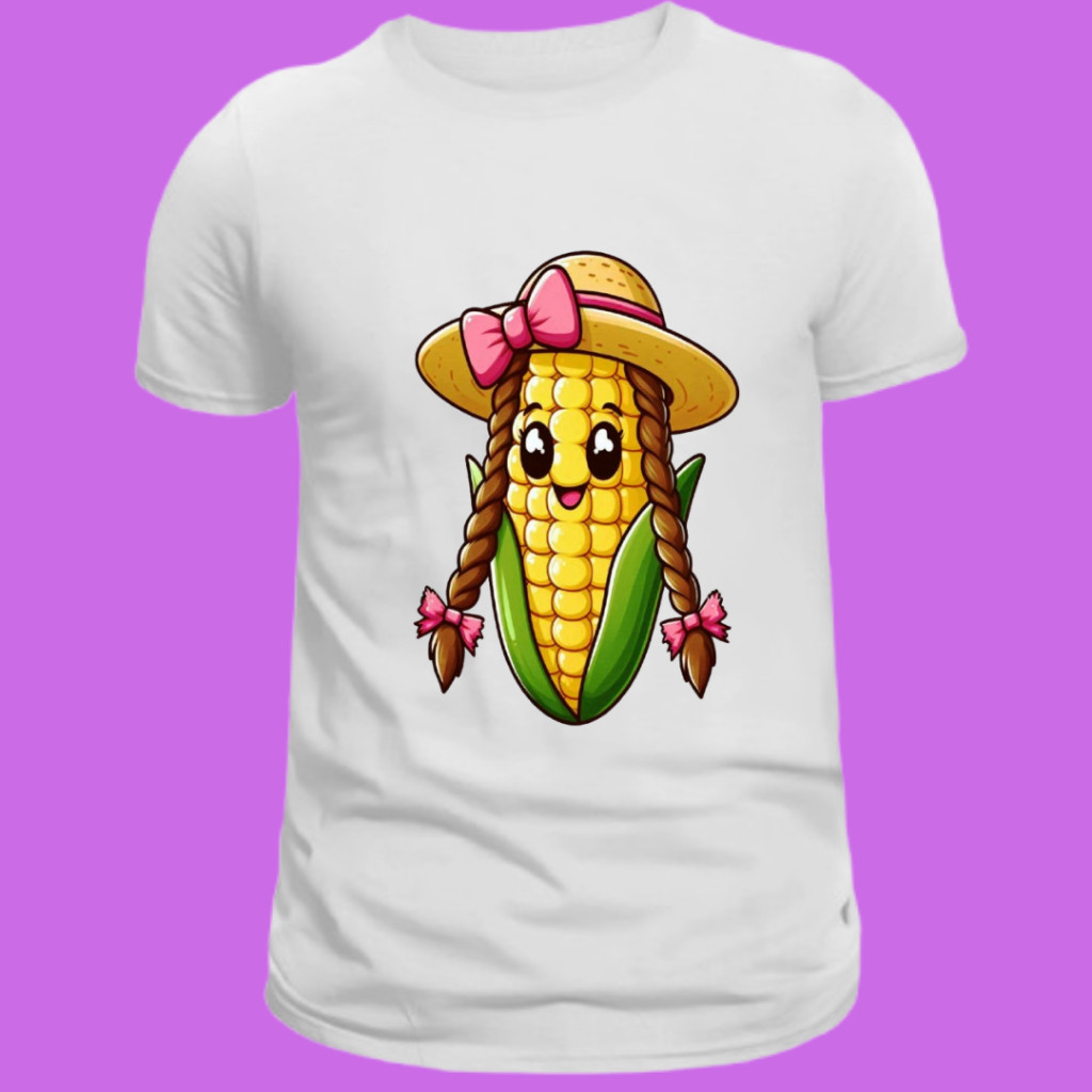 Camiseta Feminina T-Shirt Camisetão Larga Estampa Milho Festa Junina Estilo Poliéster 2025