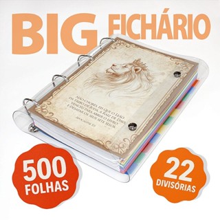 Big Fichário Universitário 500 folhas + divisórias Jesus em Oferta na Shopee