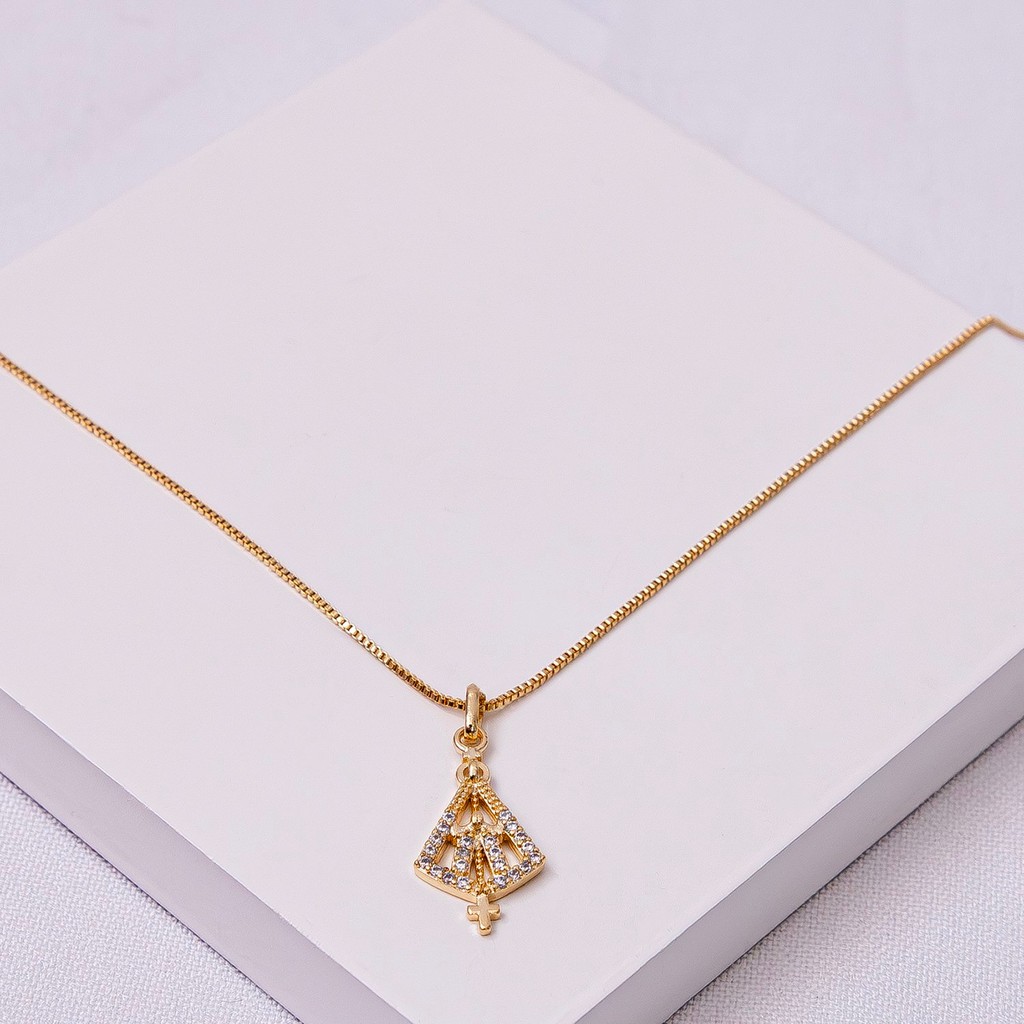 Colar Nossa Senhora Aparecida Folheado a Ouro Veneziana