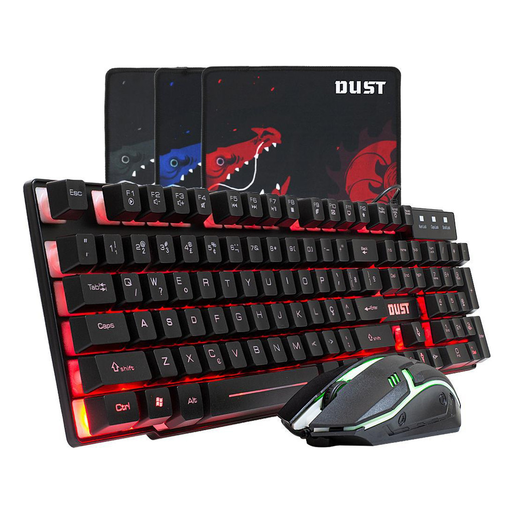Kit Teclado e Mouse Gamer DuoX51 DUST Com Led Conexão USB