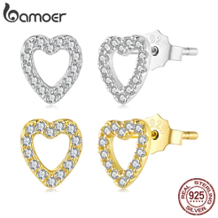 Brincos De Prata Esterlina 925 Bamoer Com Design De Coração , Joias , Presentes Para Mulheres