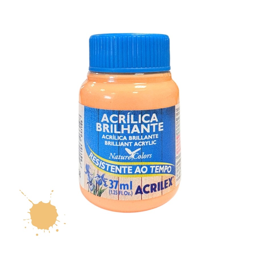 Tinta Acrílica Brilhante 37ml - Amarelo Pêssego - 1 unidade - Acrilex - Rizzo