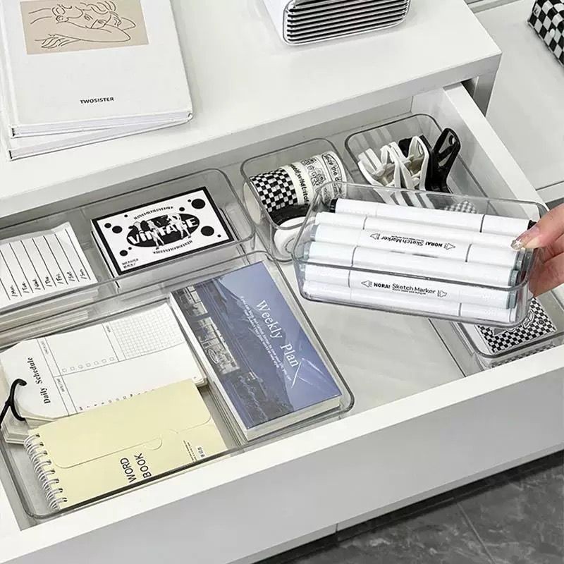 Organizador Multiuso Kit 4 Acrimet Gavetas Armários Geladeiras Pote Acrílico Cristal Empilhável Transparente