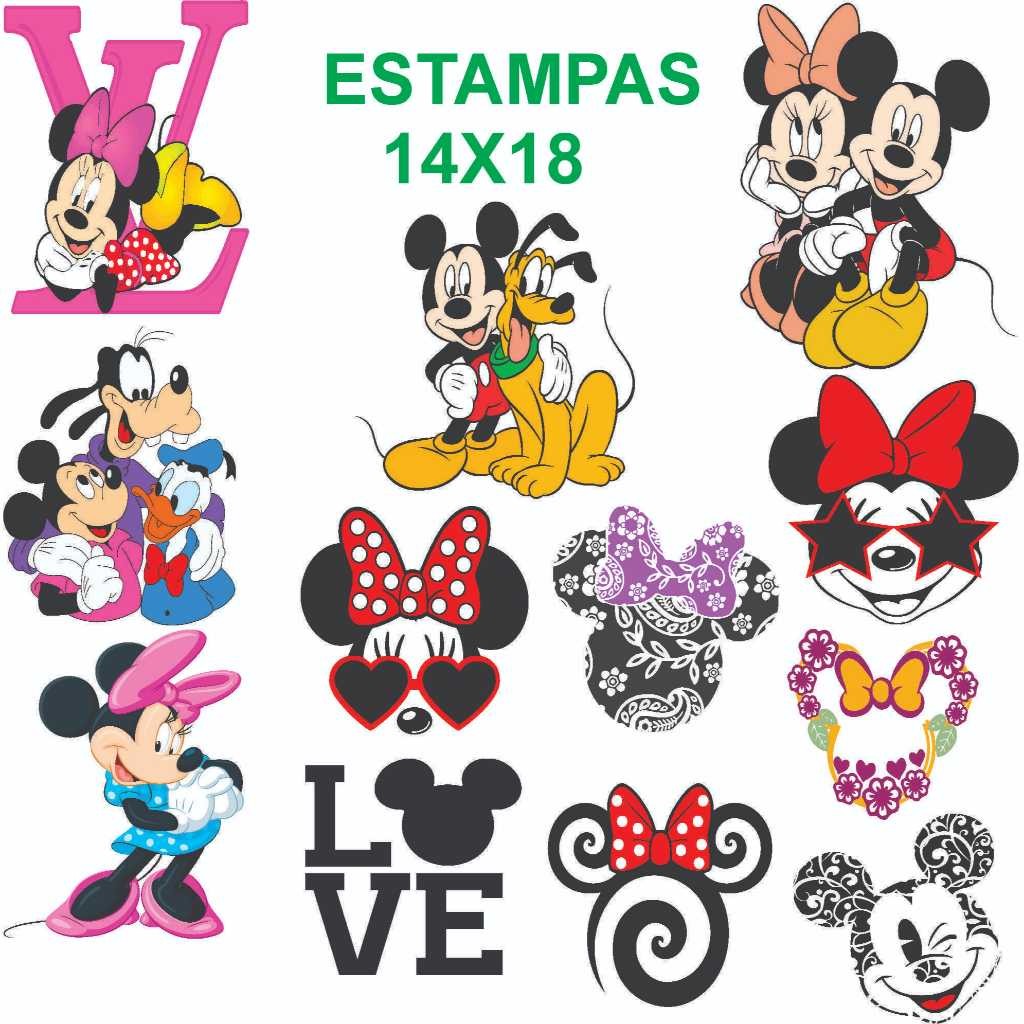 DTF Impressão Pronta Para Estampa Camisetas 12 Estampas Personagens Disney Tamanho 14x18
