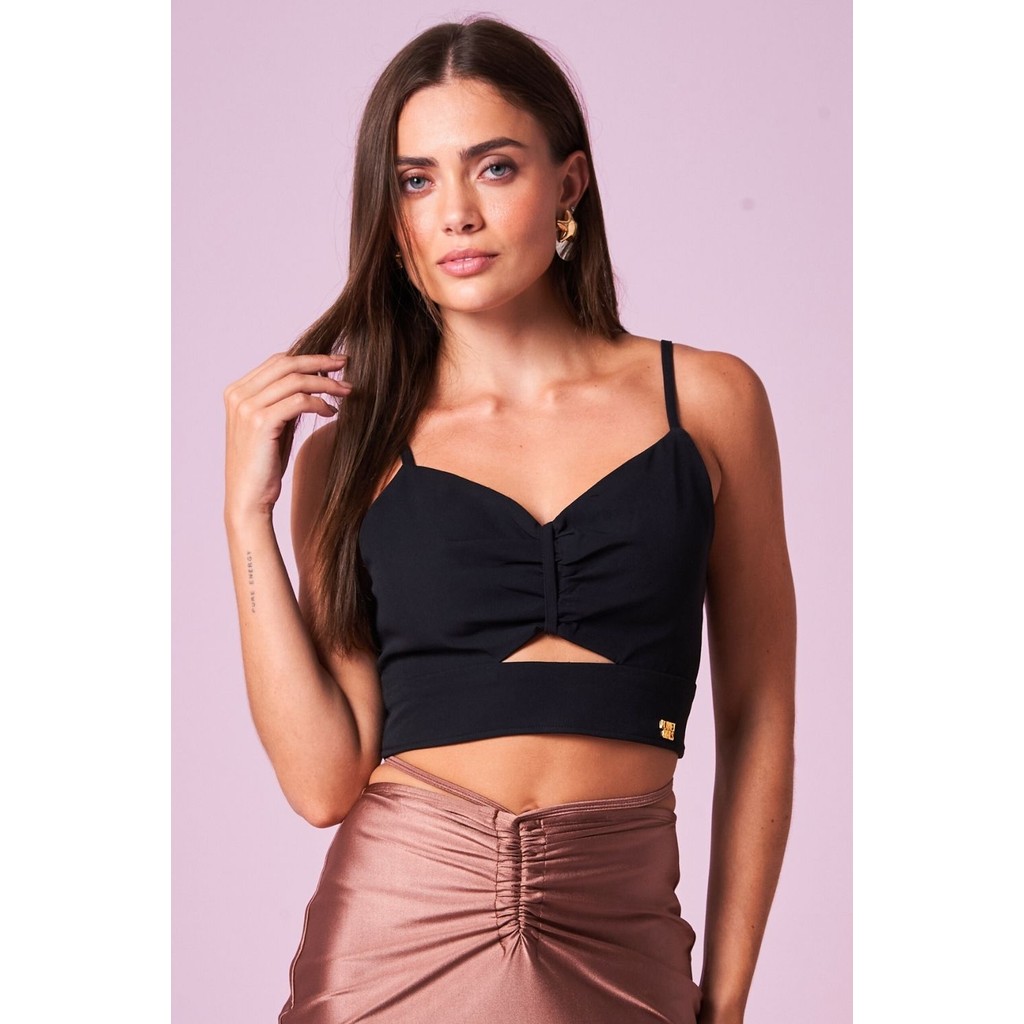Top Feminino Recorte Central Planet Girls Preto - Women Clothes