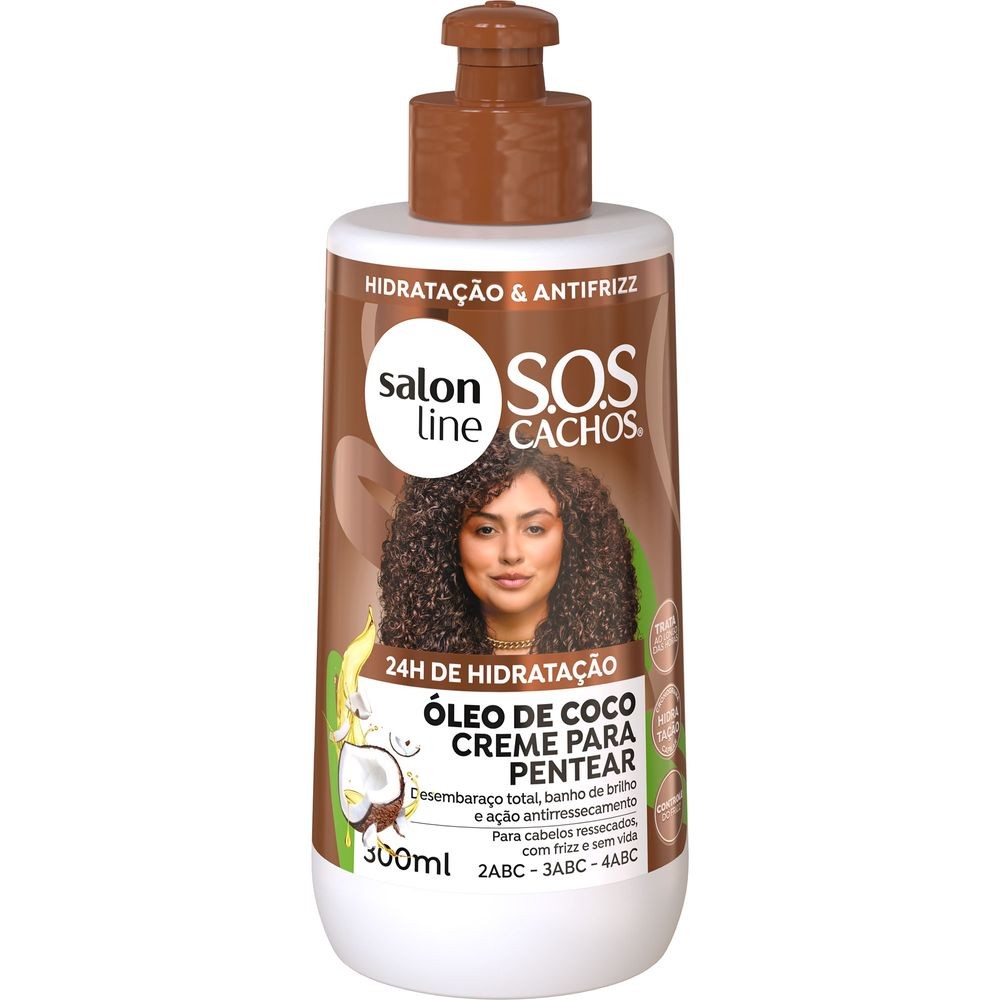 Creme para Pentear SOS Cachos Óleo de Coco Hidratação Absoluta Salon Line 300ml - Beauty