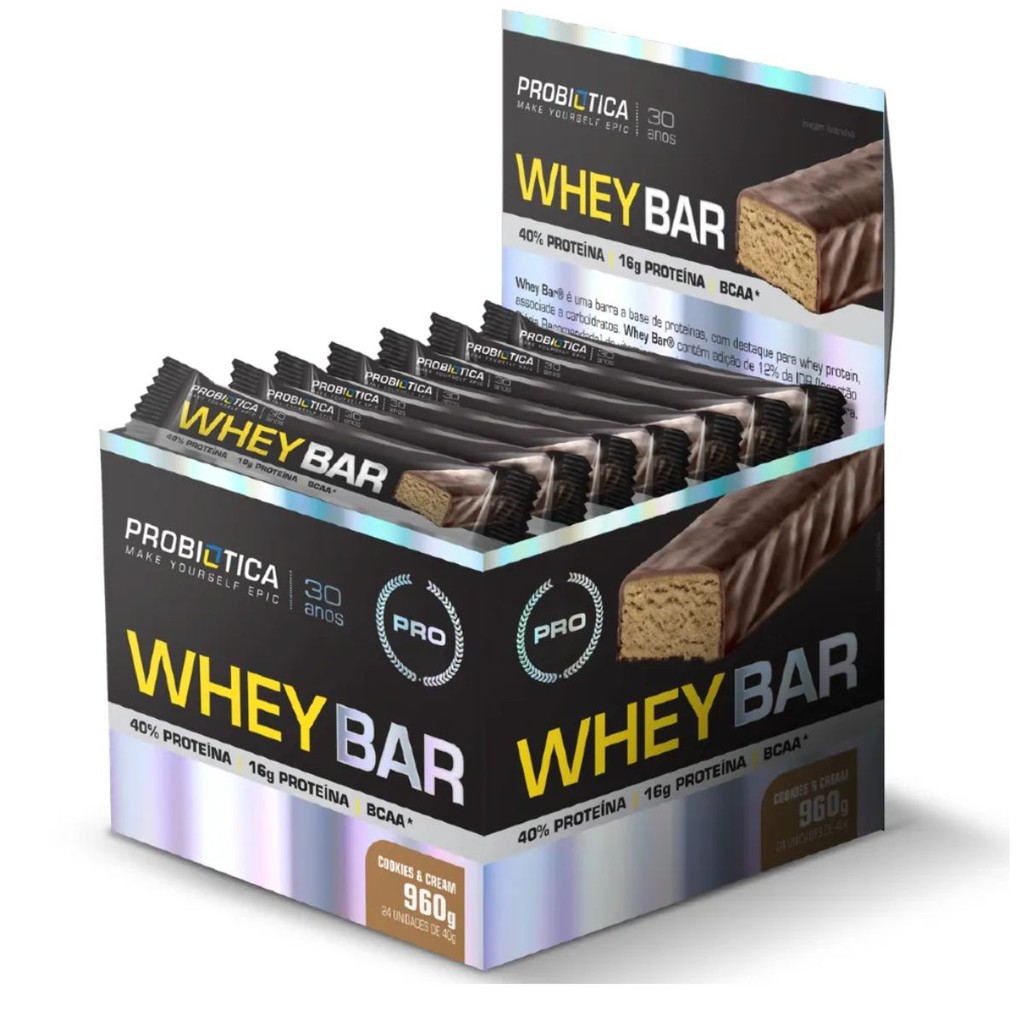 Barra de Proteína Whey Bar Cx 24 unid - Probiótica