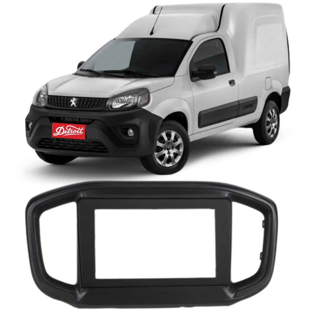 Moldura Painel Peugeot Partner 2022 a 2025 Ludovico 7.270P 7 e 9 polegadas 2DIN Preta