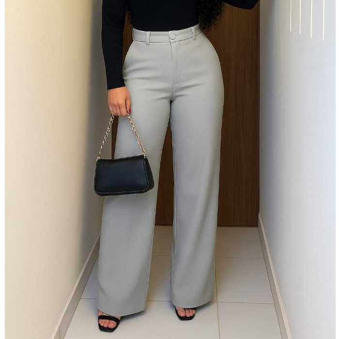 Calça Alfaiataria Wide leg Pantalona P ao G3 Cintura Alta  Plus size Feminina Elegante Chique Casual