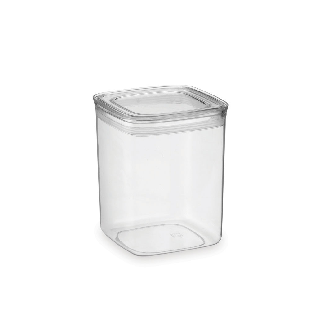 Pote Hermético Mantimentos Plástico Quadrado 1,7L Organização Cozinha Transparente Arthi