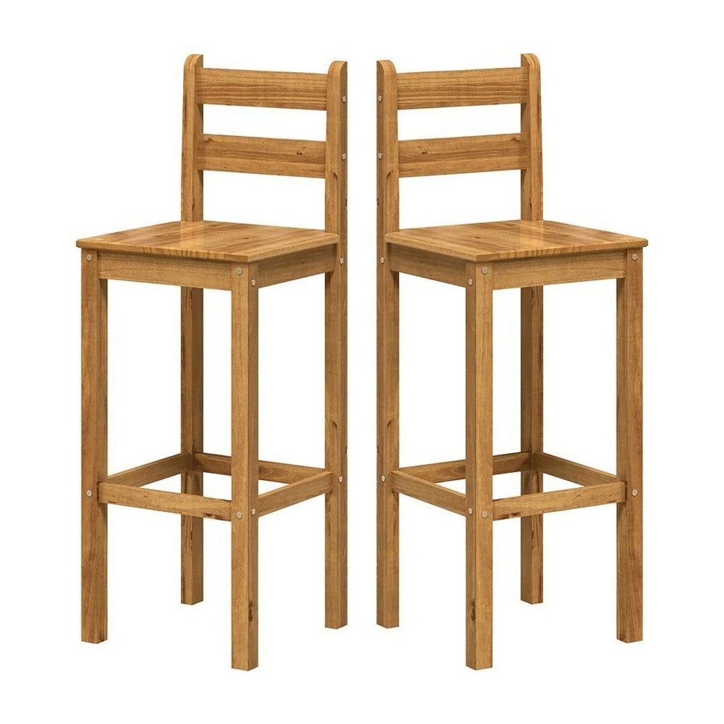 Kit 2 Banquetas Altas em Madeira Maciça Martin Espresso Móveis em Oferta na Shopee