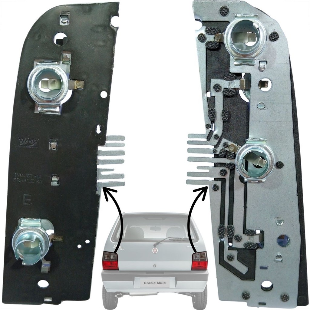 KIT CIRCUITO SOQUETE LANTERNA TRASEIRA FIAT UNO 1984 A 2004 LADO ESQUERDO E LADO DIREITO