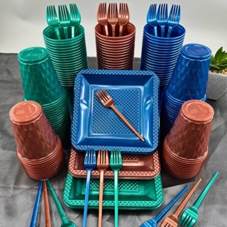 Kit 130 Itens Festa Aniversário Completo Perolado Descartável Luxo Pratinho Copo Garfo P/ 40 Pessoas em Oferta na Shopee