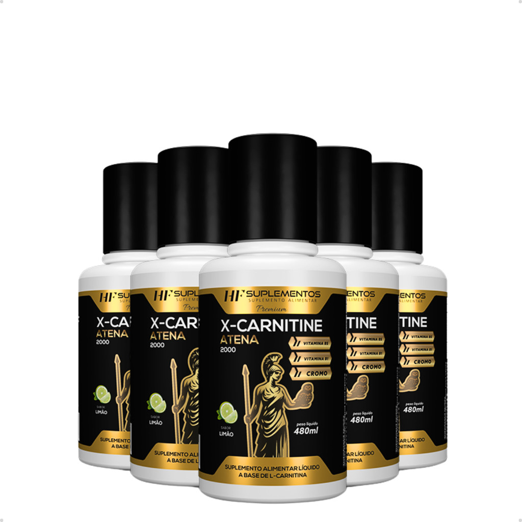 5X X-CARNITINE ATENA 2300 + CROMO 480ML LIMÃO HF SUPLEMENTS