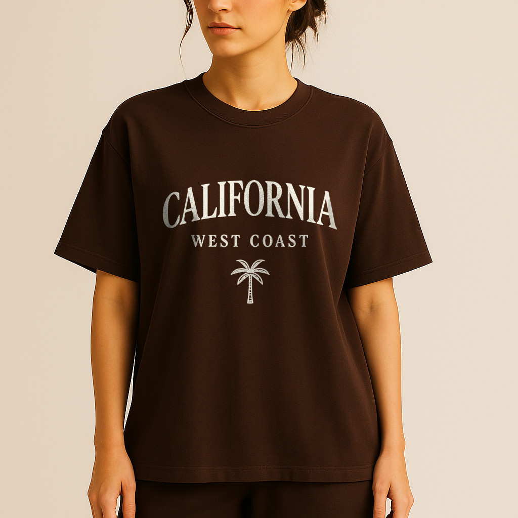 Camiseta Feminina Oversized California Streetwear Estilo de Rua Larga Academia Algodão