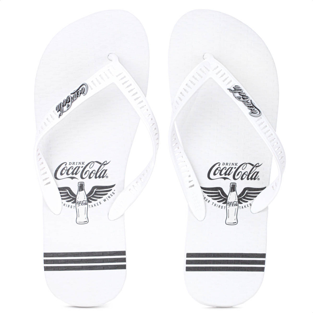 Chinelo Coca Cola Thirst Wings Branco e Preto - Juvenil