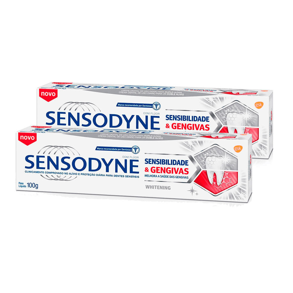 Kit 2 Creme Dental Sensodyne Sensibilidade e Gengivas Whitening 100g - Health