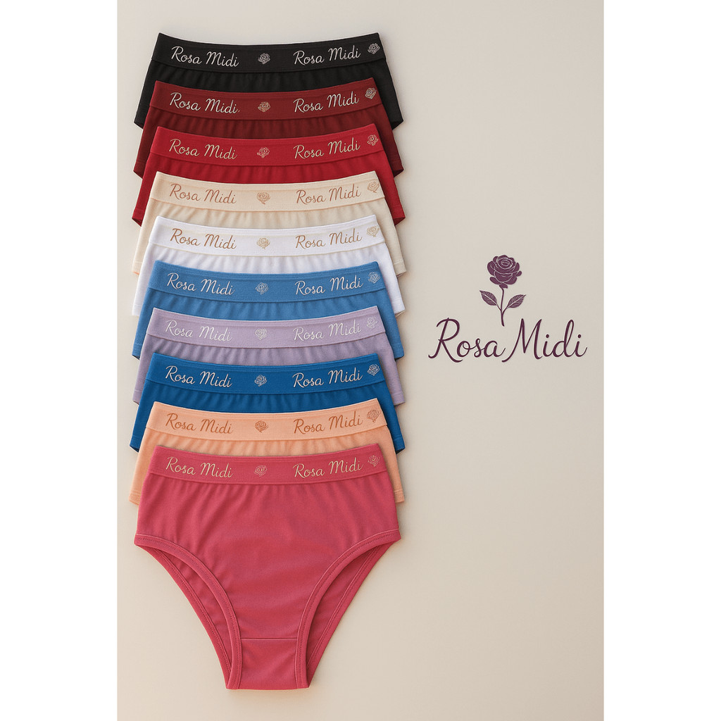 Kit 10 Calcinhas Plus Size de Cotton Algodão com Elástico Exposto