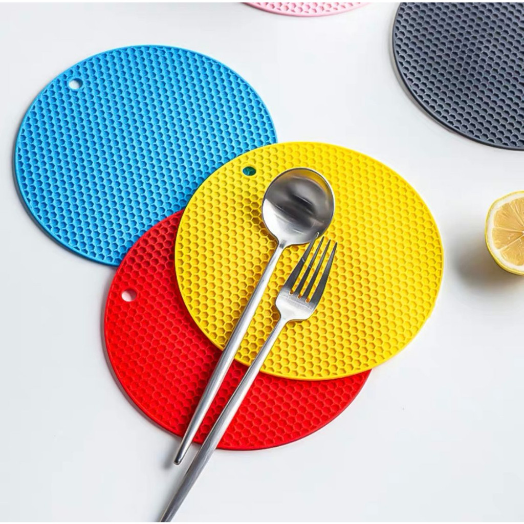 OFERTA Descanso Tapete Redondo 17cm Apoio De Pratos Panelas Silicone Top Chefe Multiuso Universal