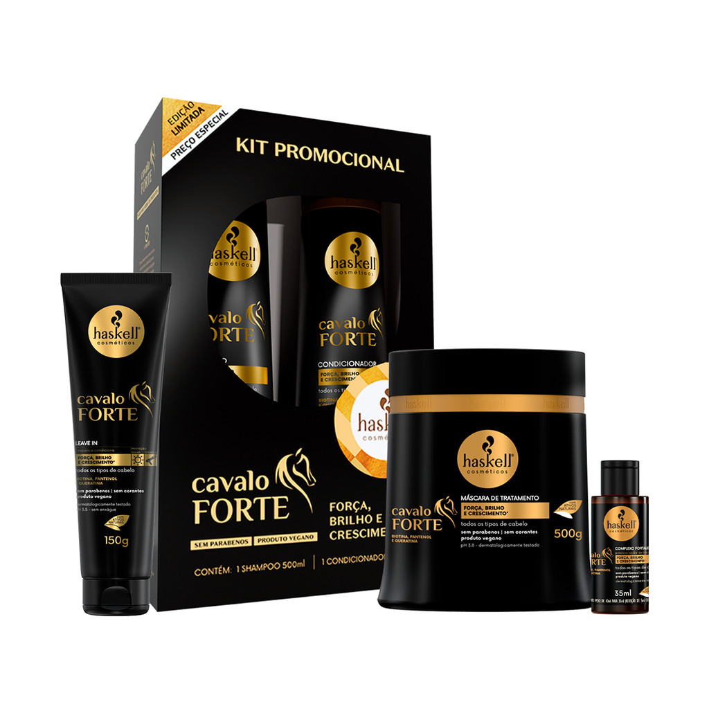 Kit Haskell Cavalo Forte Sh Cond Masc Leave Comp 500ml