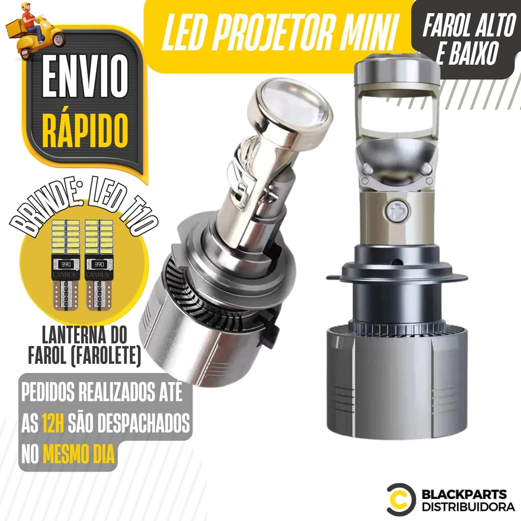 Lampada Led Farol Mini Projeto Elíptico H4 H7 H11 Canhão