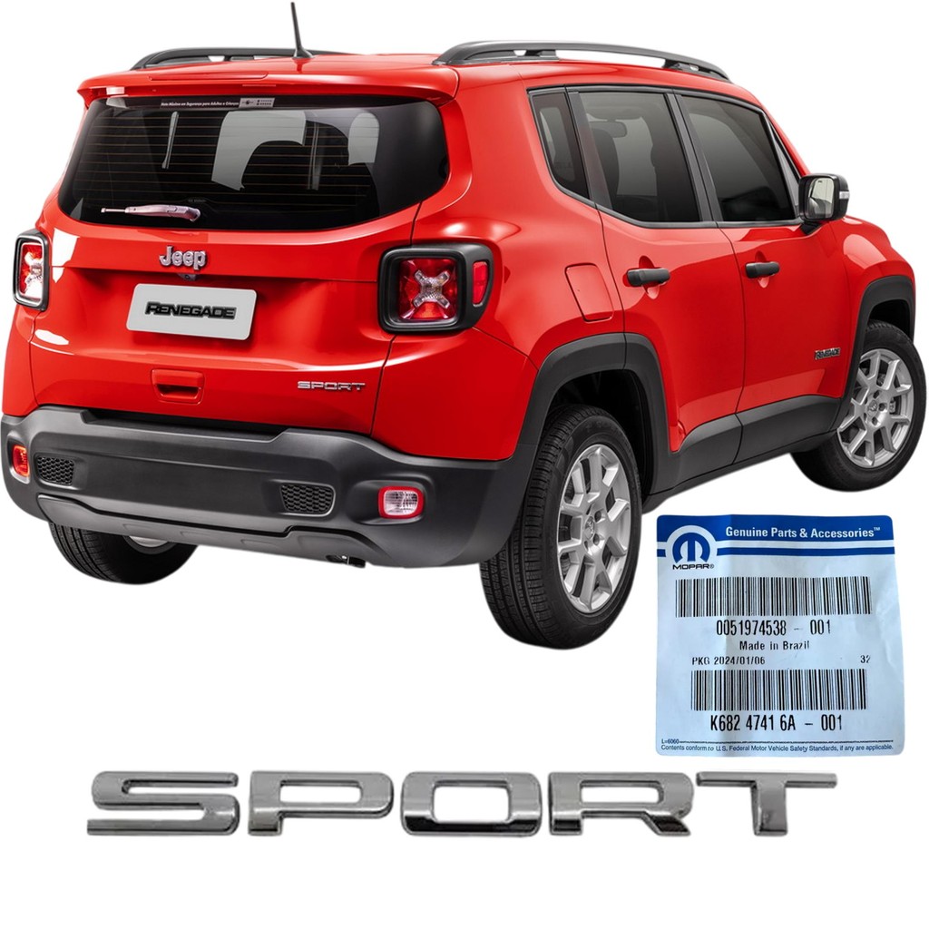 Emblema Sport Tampa Traseira Jeep Renegade 2015‑2021 Mopar