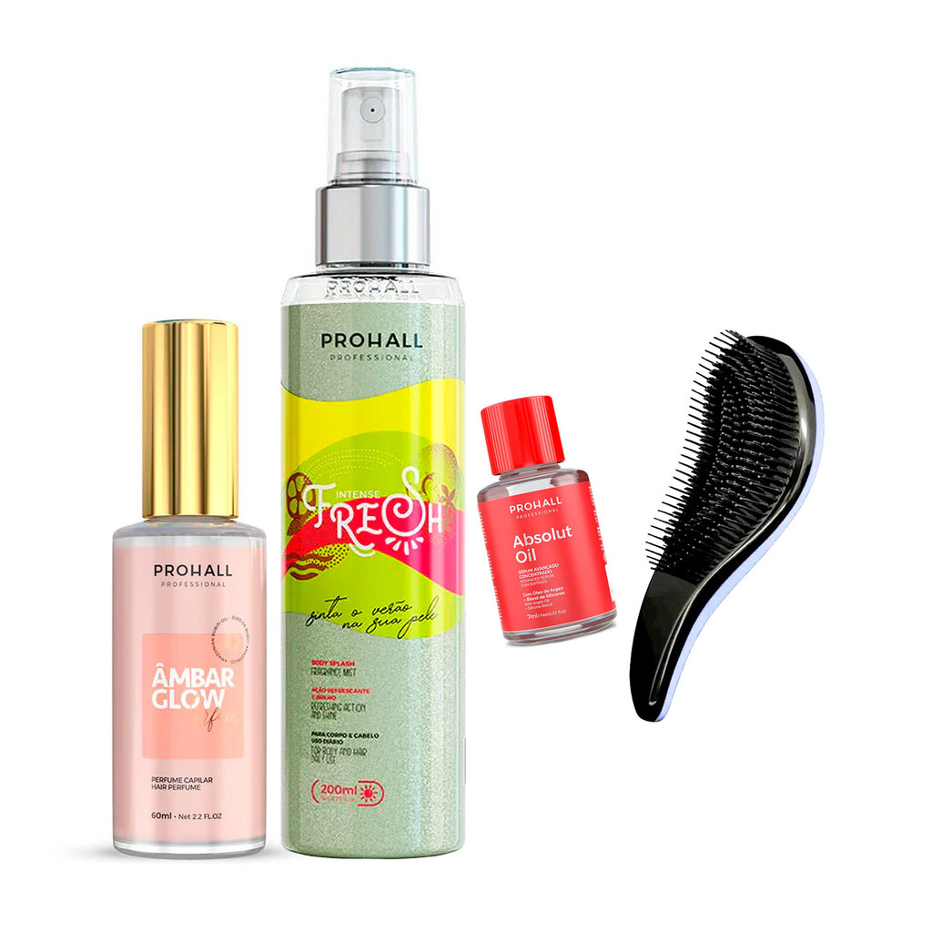 Perfume Capilar Ambar + Body Splash Prohall (+Escova/Óleo)
