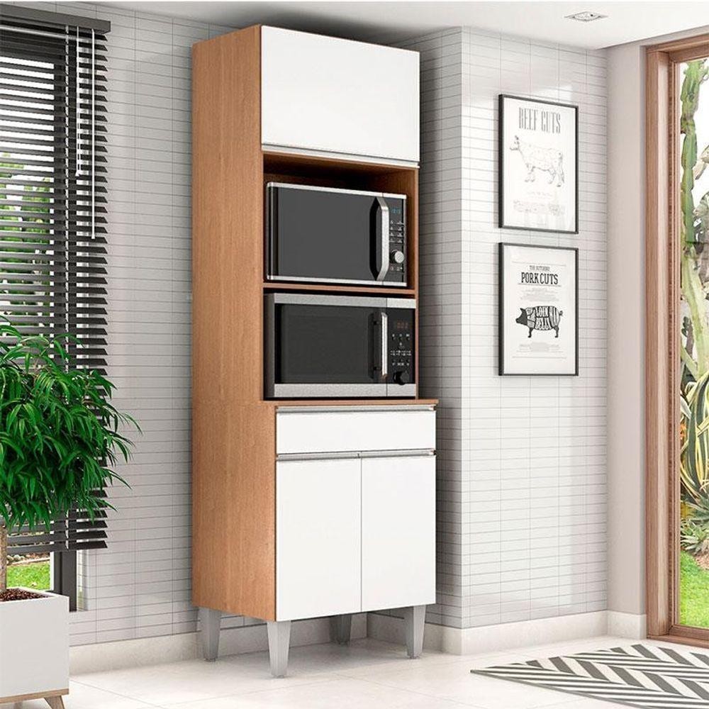 Armário Paneleiro Torre Quente 2 Fornos Ambiente Andréia Amêndoa Branco - Ajl em Oferta na Shopee