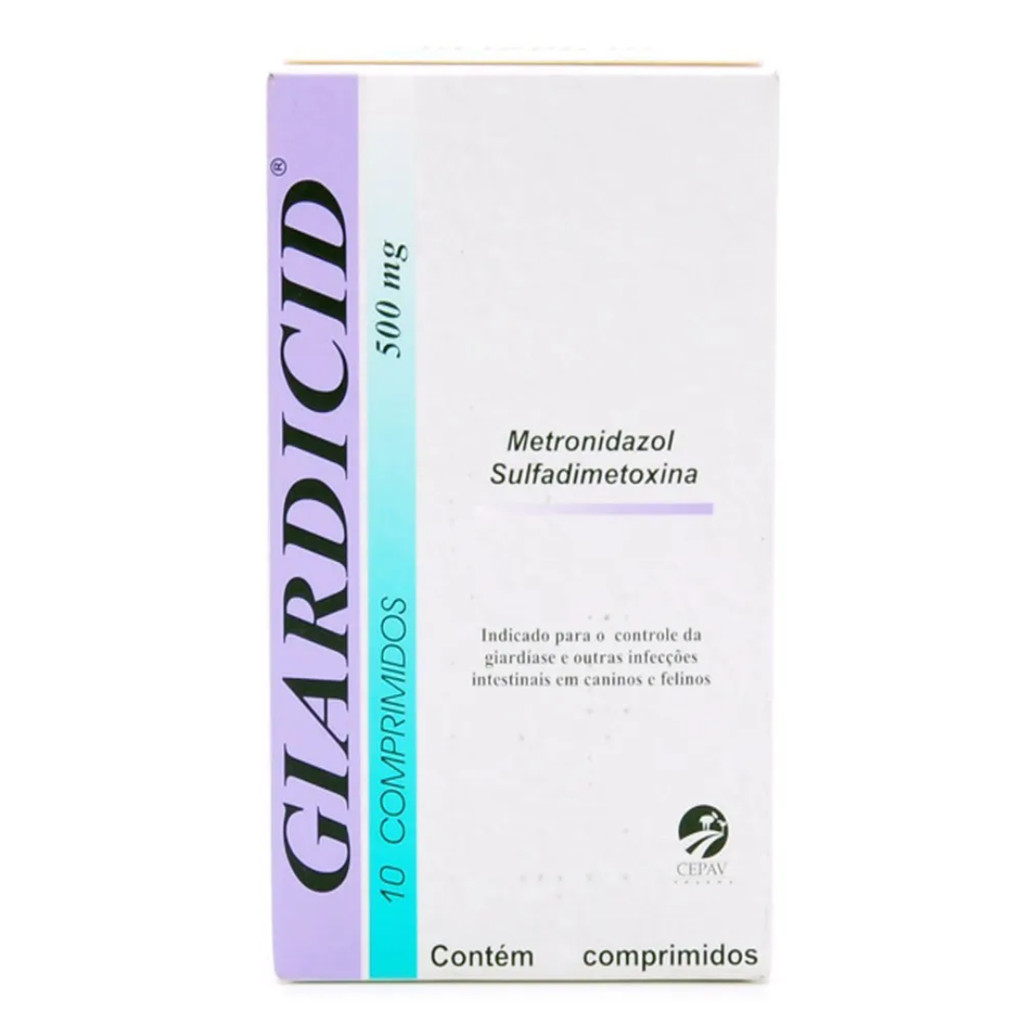 Giardicid 500mg Antibiótico Para Cães E Gatos 10 Comprimidos - Pets