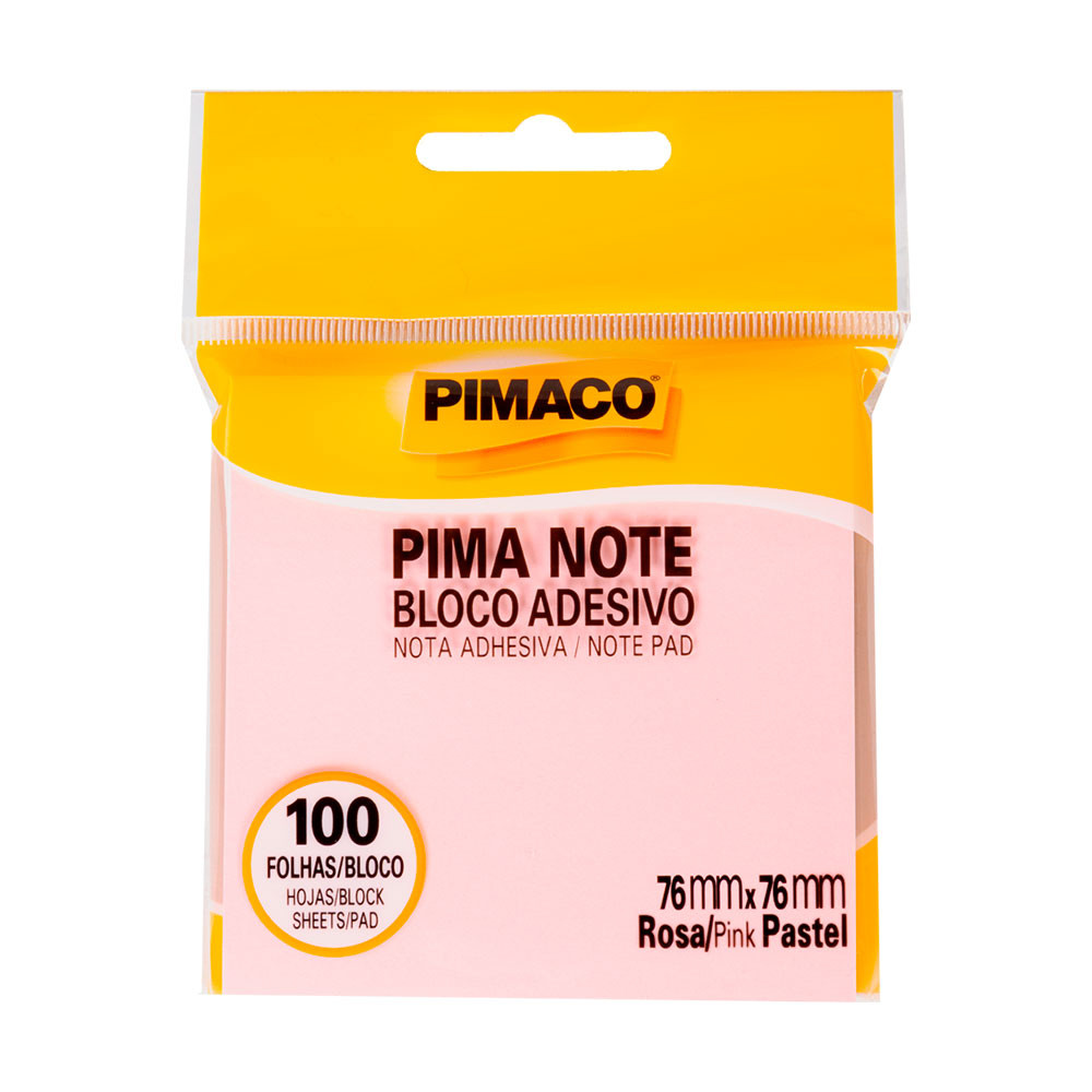 Bloco recado adesivo Pima Note Rosa Pastel 76x76mm 100 fls Pimaco em Oferta na Shopee