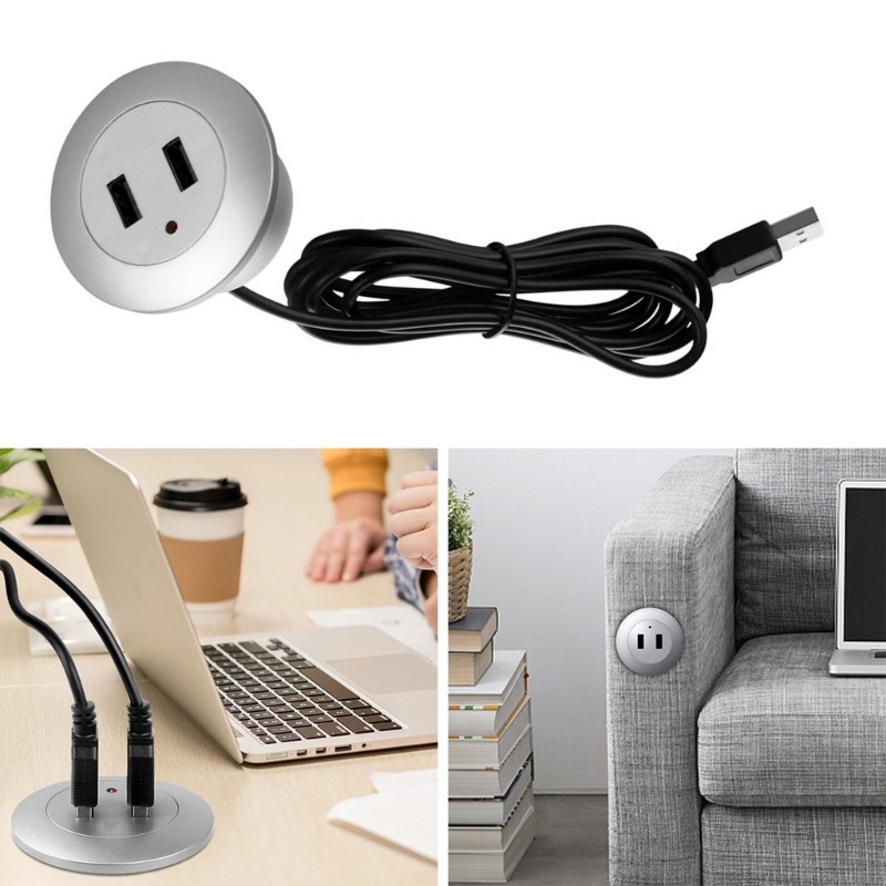 Li * 2 Portas USB Mesa Buraco Estação Carregamento Adaptador Energia Embutido Conector Para Escritório