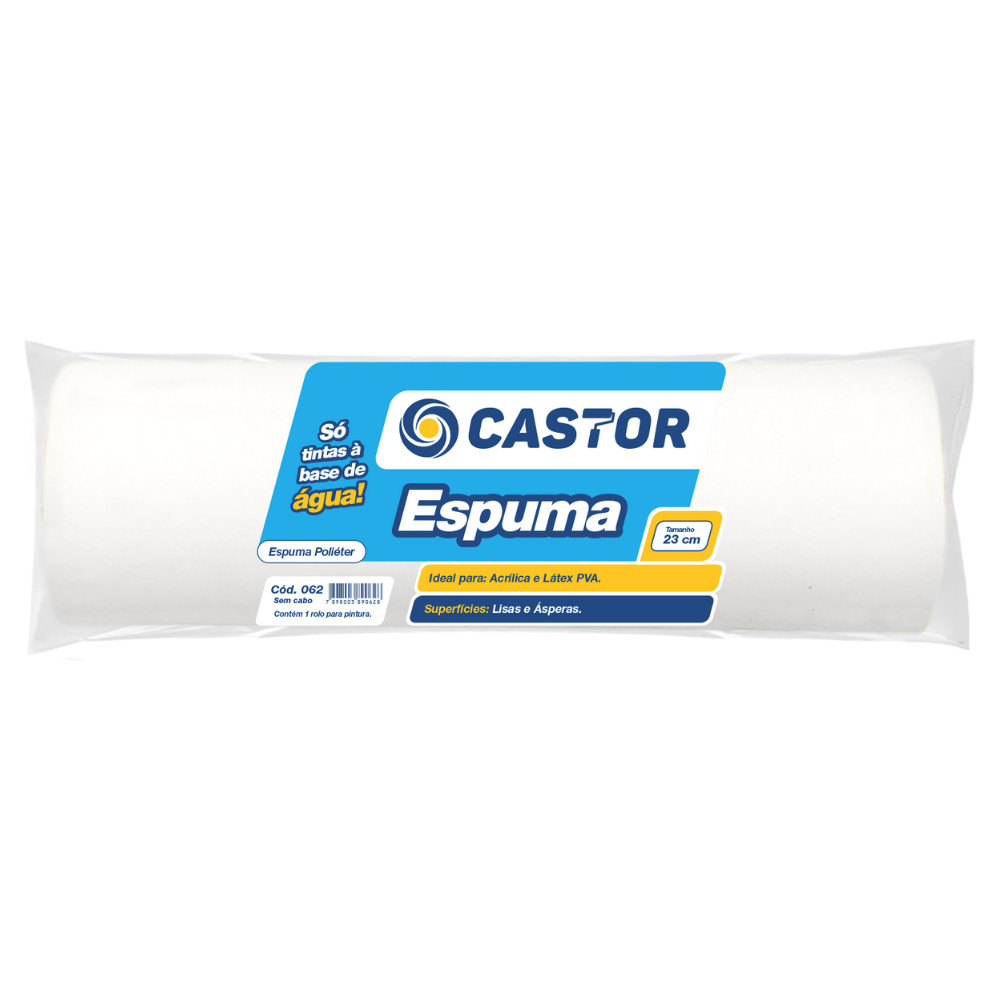 Rolo de Espuma Branco Poliéter 23 cm s/cabo - Castor - Home & Living