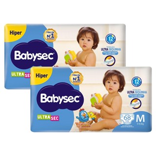 Kit 2 Fraldas Babysec Galinha Pintadinha Ultrasec Hiper Tamanho M 68 unidades cada em Oferta na Shopee