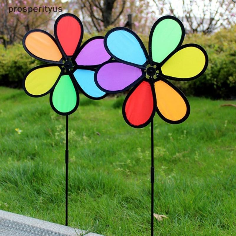 [prosperityus] Novo Colorido Arco-Íris Dazy Flor Girador Vento Moinho De Jardim Quintal Decoração Ao Ar Livre [BR]