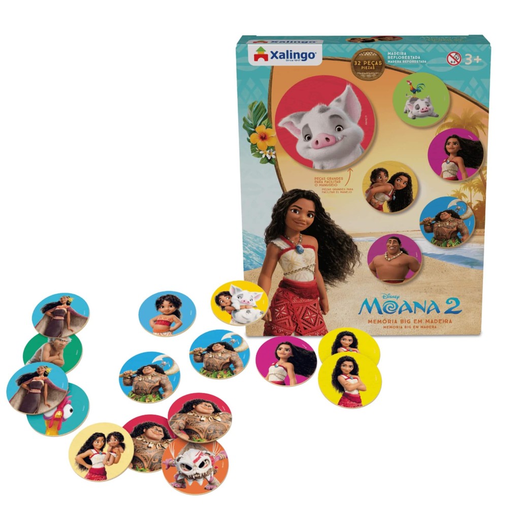 Jogo da Memória BIG Moana 2 com 32 Peças Xalingo - 16509 em Oferta na Shopee