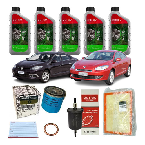 Kit Revisão Óleo 5w40 Com Filtros Renault Fluence 2.0 16v