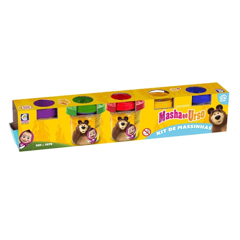 Brinquedo Infantil Masha e o Urso Kit Massinhas 50g Cotiplás Presente Criança Educativo Atividades