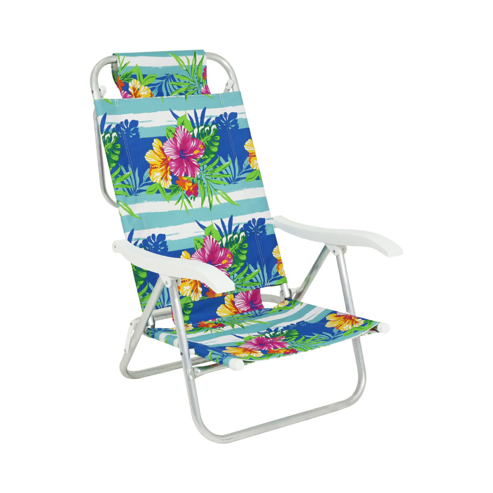 Cadeira de Praia Reclinável Sunny em Alumínio Floral Bel - Home & Living