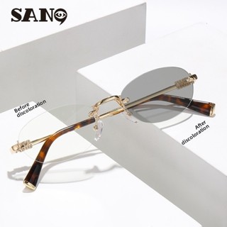 Óculos Anti-Azuis Sem Moldura De Metal Retrô Coreano Que Mudam De Cor Para Mulheres em Oferta na Shopee