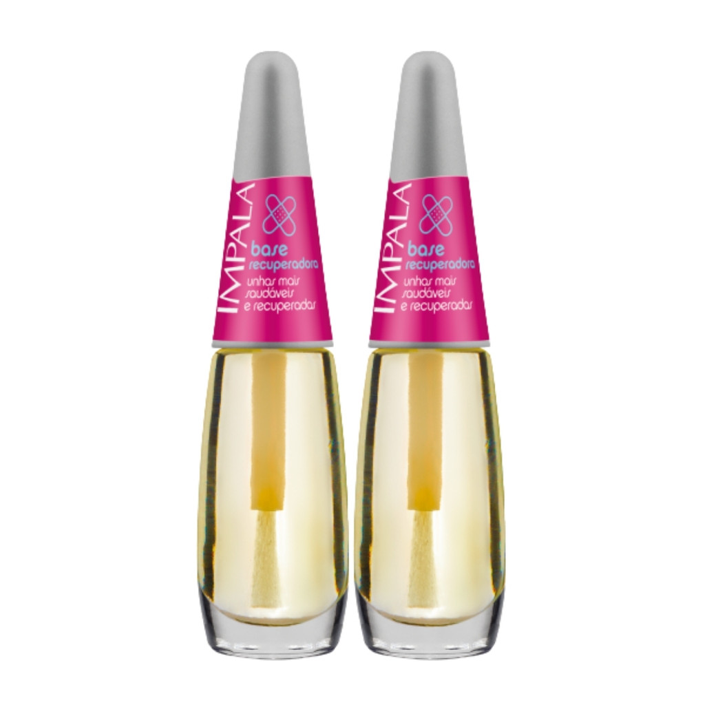 Kit 2 Esmalte Impala Base Recuperadora Tratamento Unha Fraca