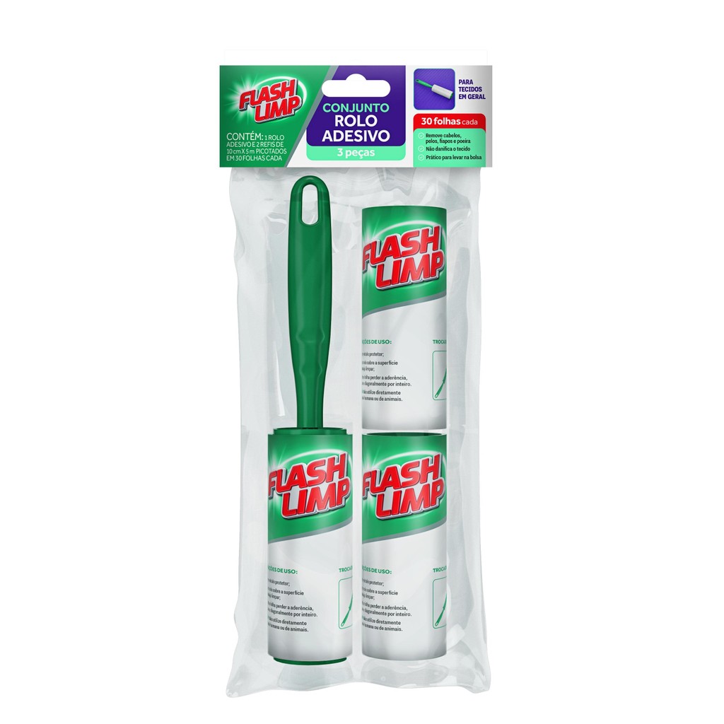 Kit 3 Rolo Adesivo Tira Pelo Roupa Flash Limp C/ 30 Folhas em Oferta na Shopee