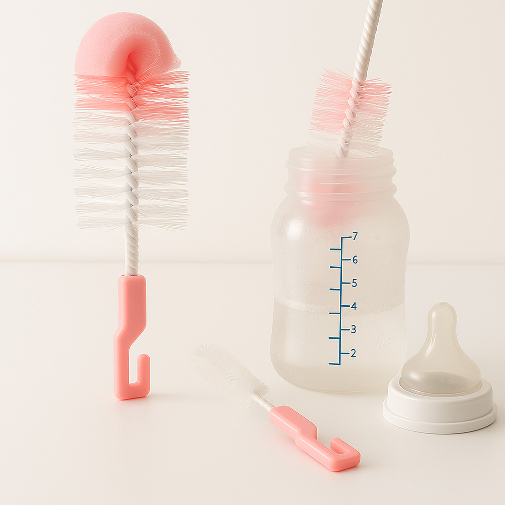 Kit Escova Para Limpeza  Mamadeira Bico Com Esponja