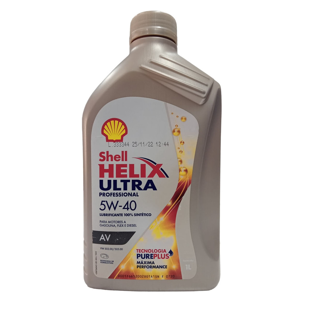 Óleo Lubrificante do Motor Shell Helix Ultra Professional AV 5W40 para Motores a Gasolina/Flex/Diesel 1L em Oferta na Shopee