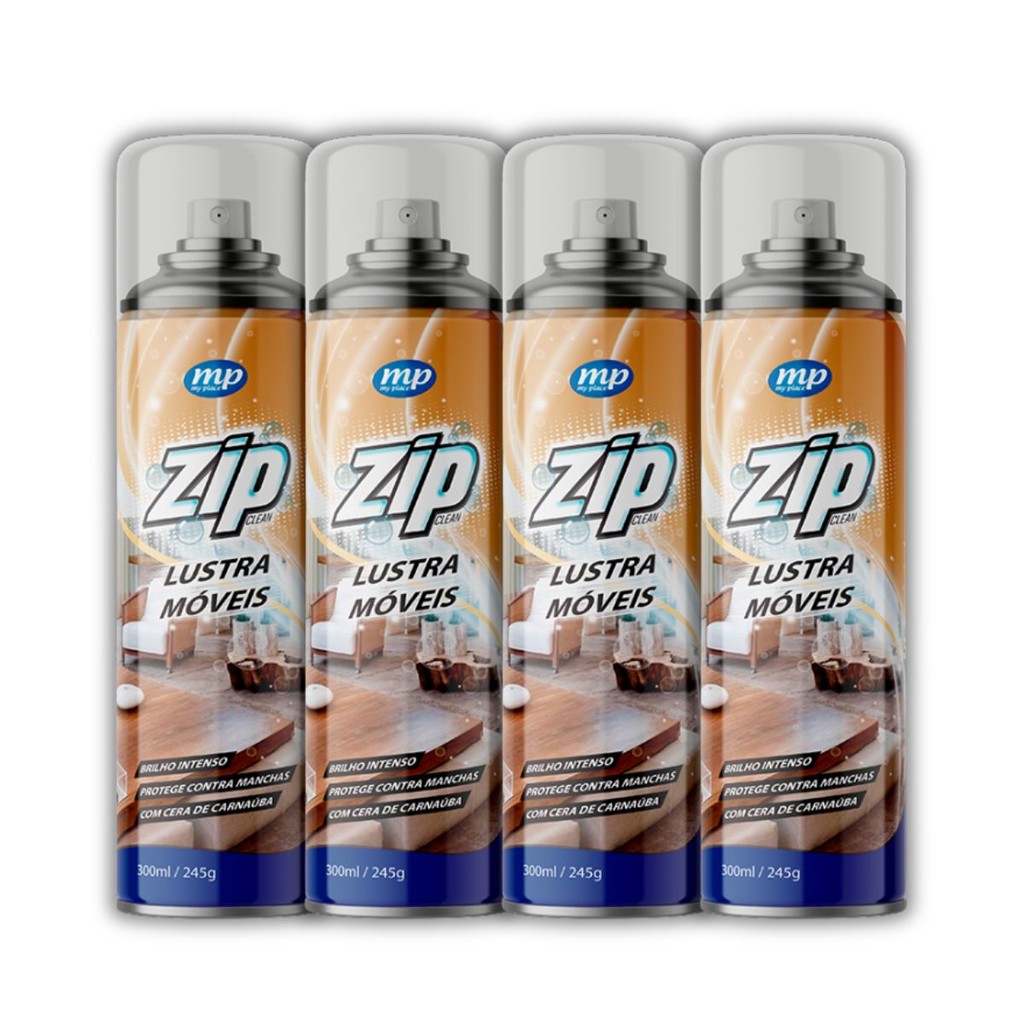 Kit C/4 Lustra Móveis Zip Spray 300ml: Deixe Seus Móveis Brilhando!