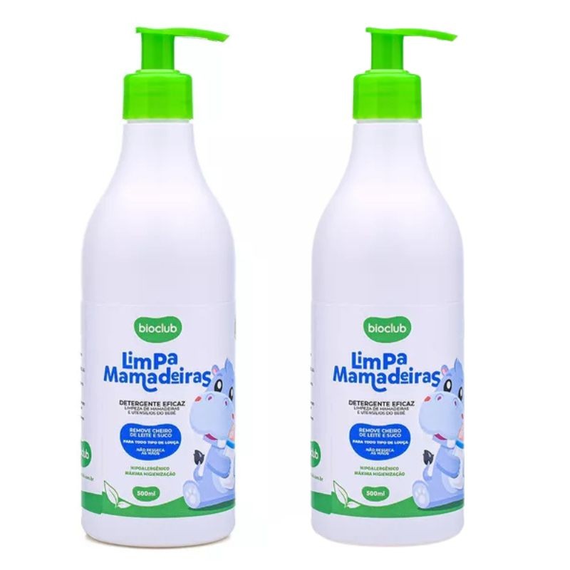 2 Unidades Limpa Mamadeiras Vegano Detergente Elimina Odores 500ml