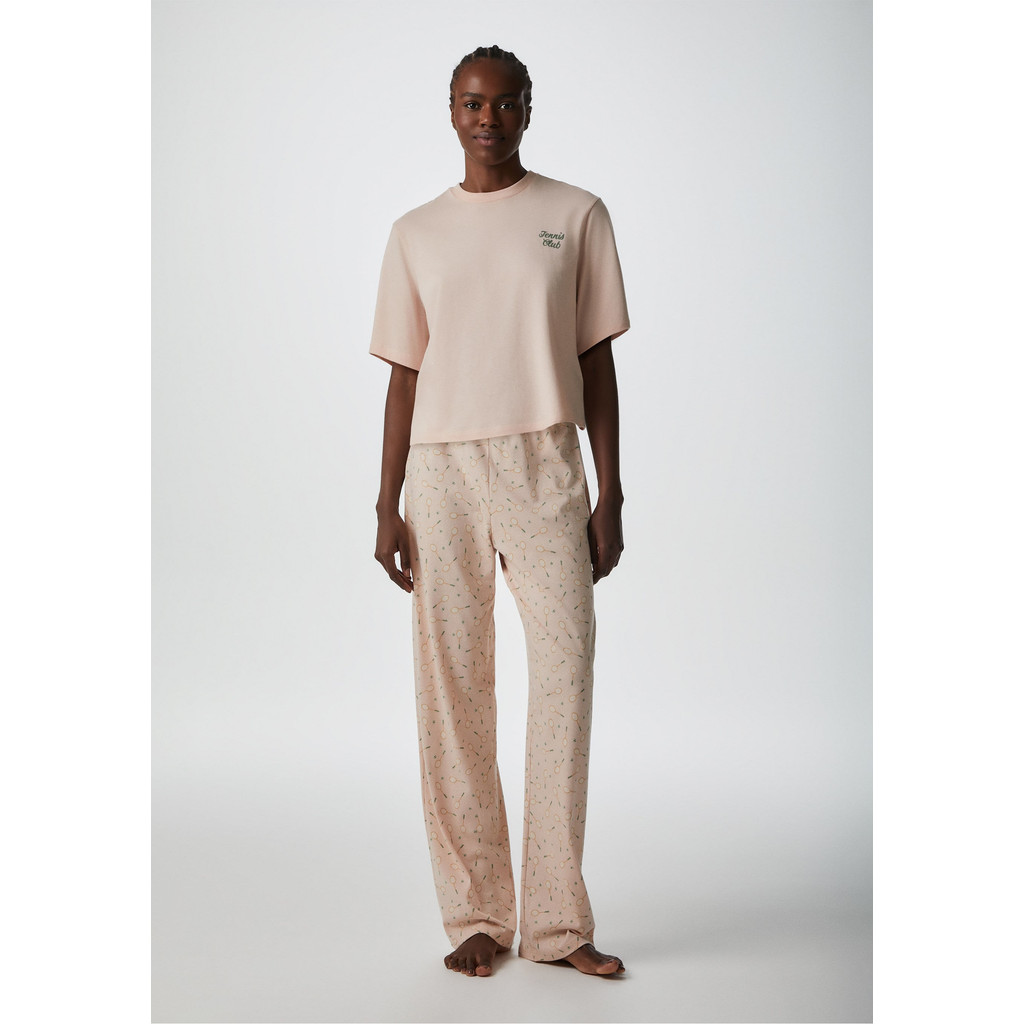 Pijama Longo Feminino Manga Curta - Women Clothes