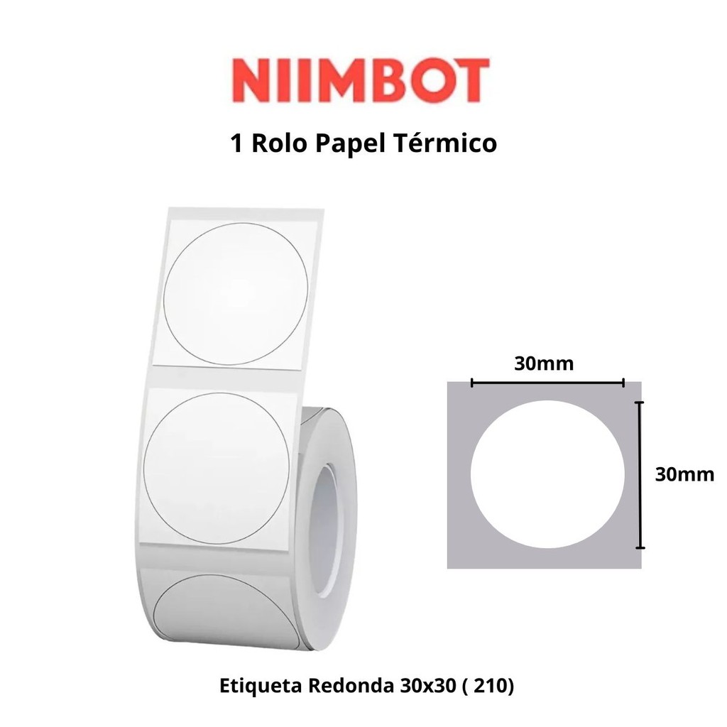 Rolo de Etiqueta Redonda 30x30mm p/ Niimbot B1/b21 3 B3s em Oferta na Shopee
